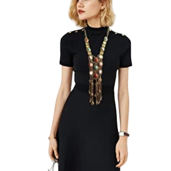 Gold Turquoise Boho Statement Ethnic Tribal Long Necklace Bohemian Stone Gem - Picture 2 of 9